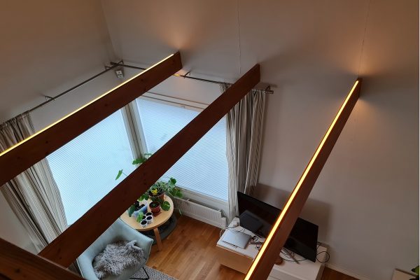 Epäsuora valaistus olohuoneeseen, led valonauhan asennus