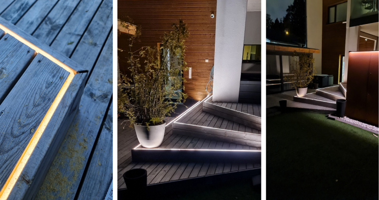 Led nauha terassille, NEON nauhan asennus