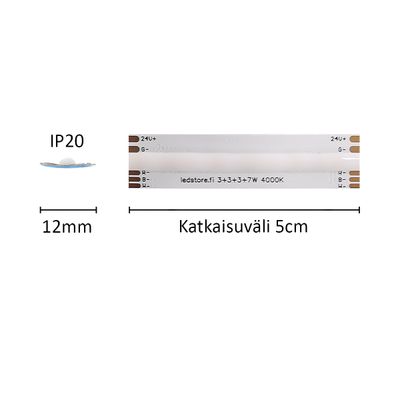 Mittatilattava LED nauha SOLO KAMELEONTTI, RGB+W, 24V, 16W/m, IP20, CRI96