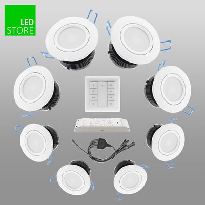 033 CCT LED alasvalo, 8 kpl SETTI langattomalla ohjauspainikkeella
