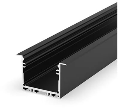 Alumiiniprofiili led nauhalle - ISO UPOTETTAVA, 50/35x35mm 3000mm, jousikiinnitys, MUSTA