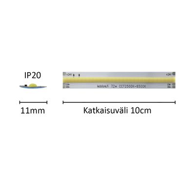 Mittatilattava LED nauha virtaohjattu SOLO TUNNELMA, CCT, 24V, 7,2W/m, IP20, CRI94 Mittatilattava LED nauha virtaohjattu SOLO TUNNELMA, CCT, 24V, 7,2W/m, IP20, CRI94
