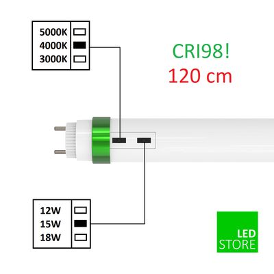 LED putki 3 in 1, 12W/15W/18W, T8 120cm, 3000K/3800K/5000K, CRI 98 LED putki 3 in 1, 12W/15W/18W, T8 120cm, 3000K/3800K/5000K, CRI 98