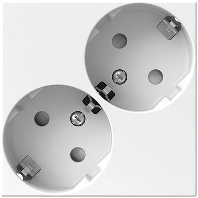 Schneider Exxact kaksiosainen pistorasia, vino, maadoitettu, valkoinen Schneider Exxact kaksiosainen pistorasia, vino, maadoitettu, valkoinen