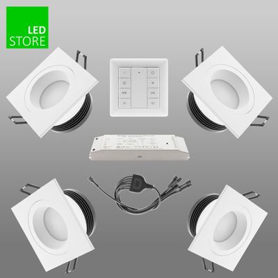 SQ023 CCT LED alasvalo 4 kpl SETTI langattomalla ohjauspainikkeella