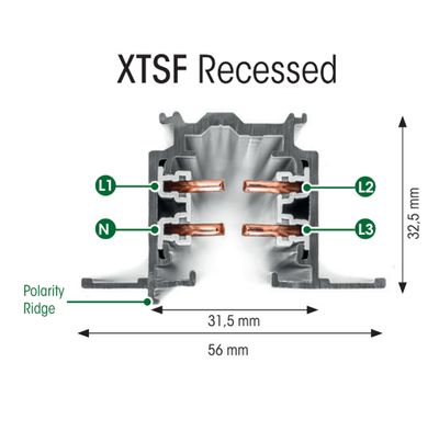 3m Kosketinkisko - XTSF 4300-3, 3-vaihe kisko, UPPO-asennus, VALKOINEN